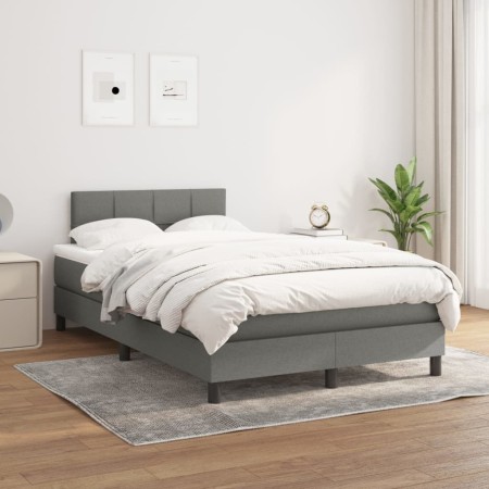 Cama box spring con colchón tela gris oscuro 120x200 cm de vidaXL, Camas y somieres - Ref: Foro24-3140042, Precio: 423,15 €, ...