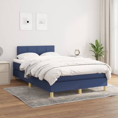 Cama box spring con colchón tela azul 120x200 cm de vidaXL, Camas y somieres - Ref: Foro24-3140607, Precio: 400,79 €, Descuen...