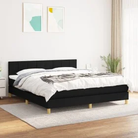 Box spring bed with black fabric mattress 180x200 cm by vidaXL, Beds and slatted bases - Ref: Foro24-3140635, Price: 541,44 €...