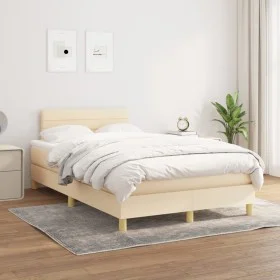 Box spring bed with cream fabric mattress 120x200 cm by vidaXL, Beds and slatted bases - Ref: Foro24-3140686, Price: 376,81 €...