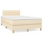 Box spring bed with cream fabric mattress 120x200 cm by vidaXL, Beds and slatted bases - Ref: Foro24-3140686, Price: 376,81 €...