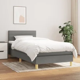 Cama box spring con colchón tela gris oscuro 100x200 cm de vidaXL, Camas y somieres - Ref: Foro24-3140674, Precio: 303,96 €, ...