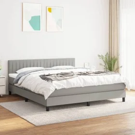 Box spring bed with light gray fabric mattress 180x200 cm by vidaXL, Beds and slatted bases - Ref: Foro24-3140233, Price: 507...