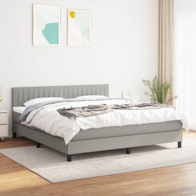Cama box spring con colchón tela gris claro 180x200 cm de vidaXL, Camas y somieres - Ref: Foro24-3140233, Precio: 531,70 €, D...