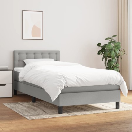 Cama box spring con colchón tela gris claro 100x200 cm de vidaXL, Camas y somieres - Ref: Foro24-3140353, Precio: 321,17 €, D...