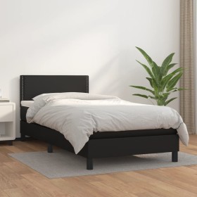 Cama box spring con colchón cuero sintético negro 90x190 cm de vidaXL, Camas y somieres - Ref: Foro24-3141041, Precio: 293,06...