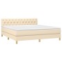 Cama box spring con colchón tela color crema 160x200 cm de vidaXL, Camas y somieres - Ref: Foro24-3140870, Precio: 544,28 €, ...
