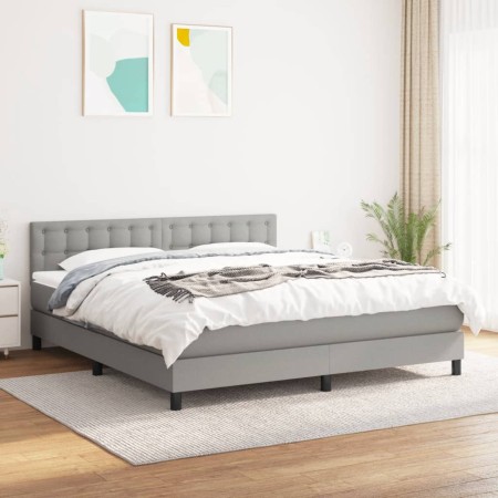 Cama box spring con colchón tela gris claro 180x200 cm de vidaXL, Camas y somieres - Ref: Foro24-3140393, Precio: 536,37 €, D...