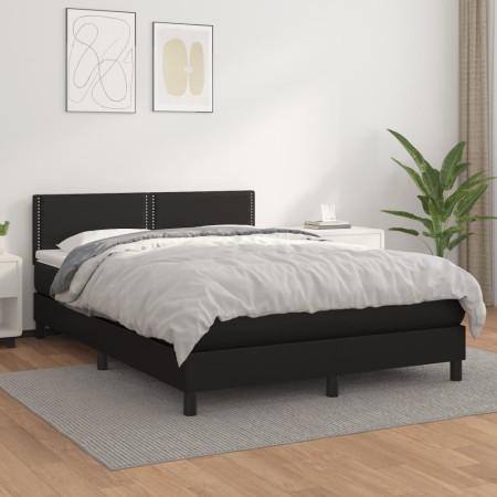 Cama box spring con colchón cuero sintético negro 140x190 cm de vidaXL, Camas y somieres - Ref: Foro24-3141059, Precio: 444,1...