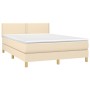 Cama box spring con colchón tela color crema 140x200 cm de vidaXL, Camas y somieres - Ref: Foro24-3140542, Precio: 423,84 €, ...
