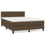 Cama box spring con colchón tela marrón oscuro 140x200 cm de vidaXL, Camas y somieres - Ref: Foro24-3140140, Precio: 435,09 €...
