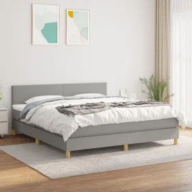 Cama box spring con colchón tela gris claro 180x200 cm de vidaXL, Camas y somieres - Ref: Foro24-3140473, Precio: 518,74 €, D...