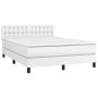 Cama box spring con colchón cuero sintético blanco 140x200cm de vidaXL, Camas y somieres - Ref: Foro24-3141126, Precio: 473,8...