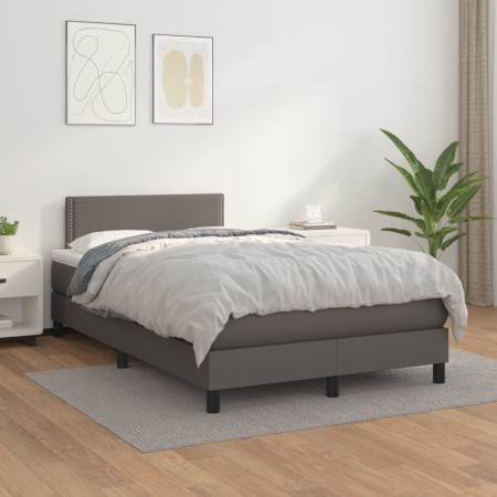 Cama box spring con colchón cuero sintético gris 120x200 cm de vidaXL, Camas y somieres - Ref: Foro24-3141057, Precio: 395,43...