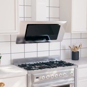 Campana extractora acero inox y vidrio templado plateado 90 cm de vidaXL, Extractores - Ref: Foro24-51664, Precio: 237,46 €, ...