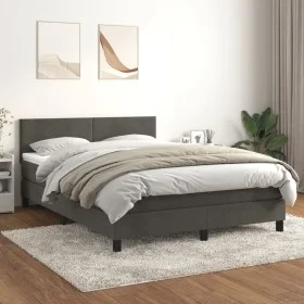 Box spring bed with dark gray velvet mattress 140x190 cm by vidaXL, Beds and slatted bases - Ref: Foro24-3141180, Price: 432,...