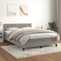 Cama box spring con colchón terciopelo gris claro 140x200 cm de vidaXL, Camas y somieres - Ref: Foro24-3141305, Precio: 444,7...