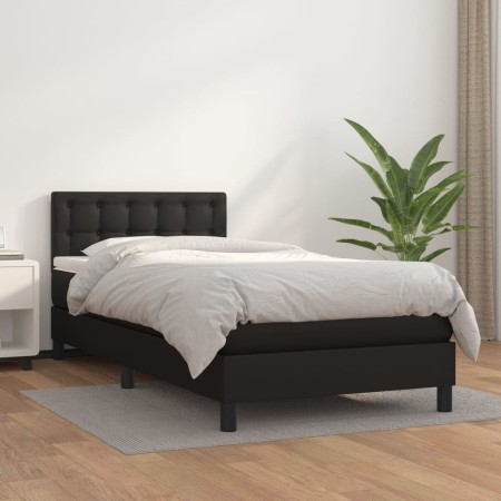 Cama box spring con colchón cuero sintético negro 100x200 cm de vidaXL, Camas y somieres - Ref: Foro24-3141107, Precio: 305,1...