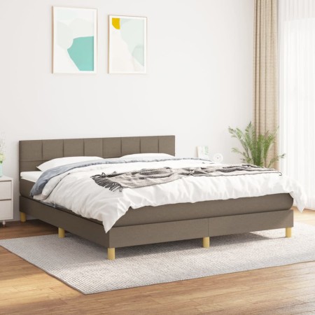 Cama box spring con colchón tela gris taupe 160x200 cm de vidaXL, Camas y somieres - Ref: Foro24-3140629, Precio: 497,58 €, D...