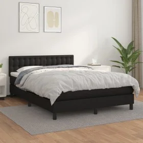 Cama box spring con colchón cuero sintético negro 140x200cm de vidaXL, Camas y somieres - Ref: Foro24-3141125, Precio: 441,63...