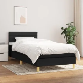 Box spring bed with black fabric mattress 90x190 cm by vidaXL, Beds and slatted bases - Ref: Foro24-3140659, Price: 270,56 €,...