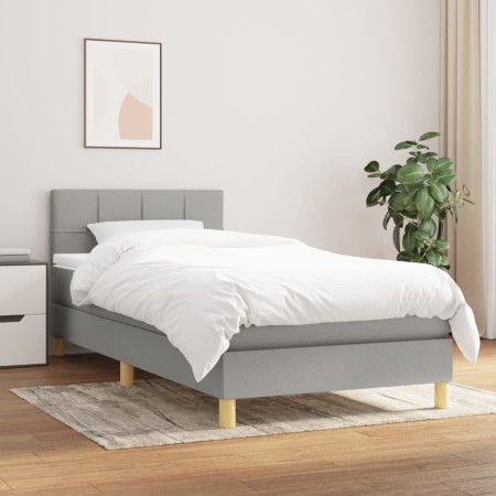 Cama box spring con colchón tela gris claro 100x200 cm de vidaXL, Camas y somieres - Ref: Foro24-3140593, Precio: 308,94 €, D...