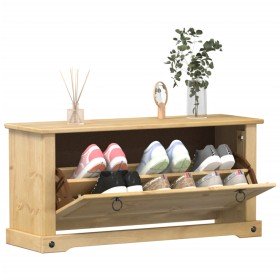 Mueble zapatero Corona madera maciza de pino 99x32x47 cm en Zapateros y organizadores de calzado | Comprar online en Foru.es
