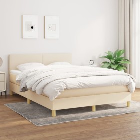Cama box spring con colchón tela color crema 140x200 cm de vidaXL, Camas y somieres - Ref: Foro24-3140462, Precio: 441,71 €, ...