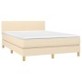 Cama box spring con colchón tela color crema 140x200 cm de vidaXL, Camas y somieres - Ref: Foro24-3140462, Precio: 441,71 €, ...