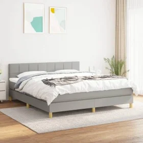 Box spring bed with light gray fabric mattress 180x200 cm by vidaXL, Beds and slatted bases - Ref: Foro24-3140633, Price: 520...
