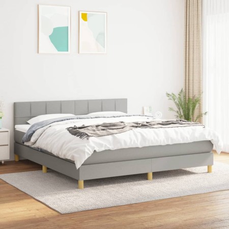 Cama box spring con colchón tela gris claro 180x200 cm de vidaXL, Camas y somieres - Ref: Foro24-3140633, Precio: 532,16 €, D...