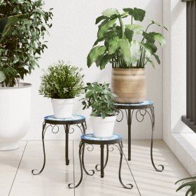 Soportes para plantas 3 uds cerámica azul y blanco en Soportes para macetas | Comprar online en Foru.es