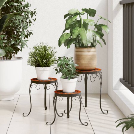 Soportes para plantas 3 uds cerámica terracota y blanco en Soportes para macetas | Comprar online en Foru.es