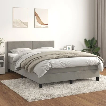 Boxspringbett mit hellgrauer Samtmatratze 140x190 cm von vidaXL, Betten und Lattenroste - Ref: Foro24-3141179, Preis: 433,97 ...