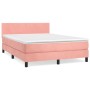Cama box spring con colchón terciopelo rosa 140x190 cm de vidaXL, Camas y somieres - Ref: Foro24-3141184, Precio: 433,23 €, D...