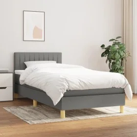 Box spring bed with dark gray fabric mattress 90x200 cm by vidaXL, Beds and slatted bases - Ref: Foro24-3140746, Price: 292,8...