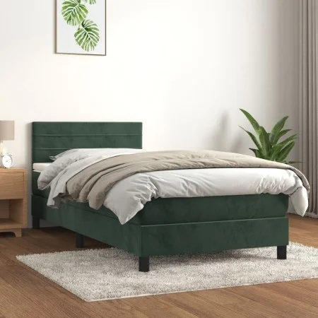 Box spring bed with dark green velvet mattress 80x200 cm by vidaXL, Beds and slatted bases - Ref: Foro24-3141332, Price: 257,...