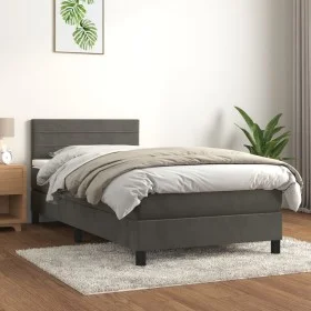 Box spring bed with dark gray velvet mattress 90x190 cm by vidaXL, Beds and slatted bases - Ref: Foro24-3141336, Price: 267,2...