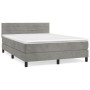 Cama box spring con colchón terciopelo gris claro 140x190 cm de vidaXL, Camas y somieres - Ref: Foro24-3141359, Precio: 434,9...