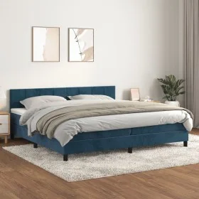 Cama box spring con colchón terciopelo azul oscuro 200x200 cm de vidaXL, Camas y somieres - Ref: Foro24-3141327, Precio: 563,...