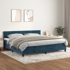Cama box spring con colchón terciopelo azul oscuro 200x200 cm de vidaXL, Camas y somieres - Ref: Foro24-3141327, Precio: 579,...