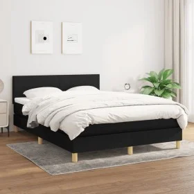 Box spring bed with black fabric mattress 140x190 cm by vidaXL, Beds and slatted bases - Ref: Foro24-3140451, Price: 464,11 €...