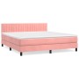 Cama box spring con colchón terciopelo rosa 160x200 cm de vidaXL, Camas y somieres - Ref: Foro24-3141436, Precio: 454,29 €, D...
