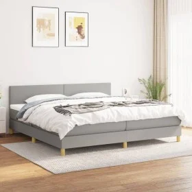 Box spring bed with light gray fabric mattress 200x200 cm by vidaXL, Beds and slatted bases - Ref: Foro24-3140481, Price: 573...