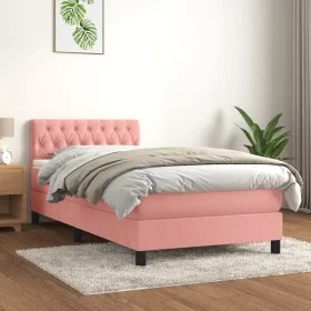 Cama box spring con colchón terciopelo rosa 90x200 cm de vidaXL, Camas y somieres - Ref: Foro24-3141466, Precio: 298,28 €, De...