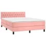 Box spring bed with pink velvet mattress 140x200 cm by vidaXL, Beds and slatted bases - Ref: Foro24-3141490, Price: 427,53 €,...