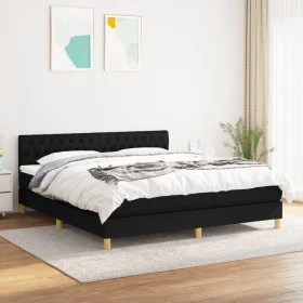 Box spring bed with black fabric mattress 180x200 cm by vidaXL, Beds and slatted bases - Ref: Foro24-3140875, Price: 538,22 €...
