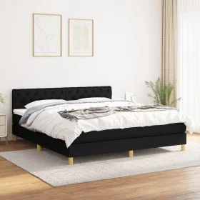 Cama box spring con colchón tela negro 160x200 cm de vidaXL, Camas y somieres - Ref: Foro24-3140867, Precio: 486,14 €, Descue...