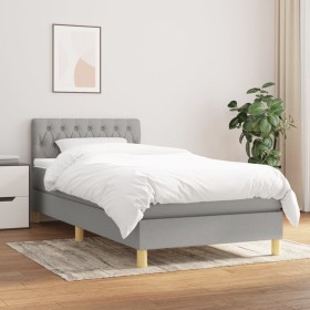 Cama box spring con colchón tela gris claro 100x200 cm de vidaXL, Camas y somieres - Ref: Foro24-3140833, Precio: 309,83 €, D...