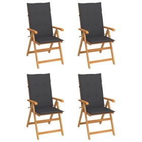 Sillas de jardín 4 uds madera de teca y cojines gris antracita en Sillas de jardín | Comprar online en Foru.es